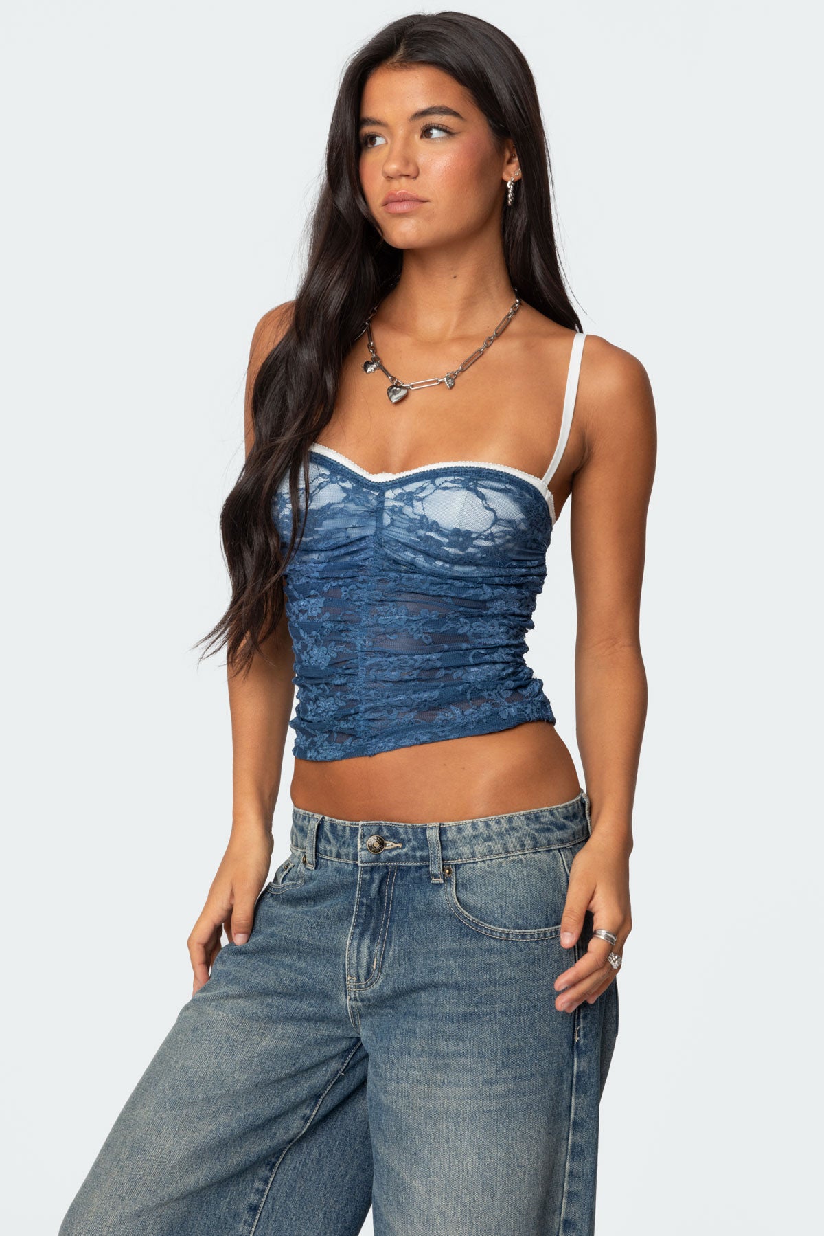 Eleanor Bra Detail Sheer Lace Top - Image 3