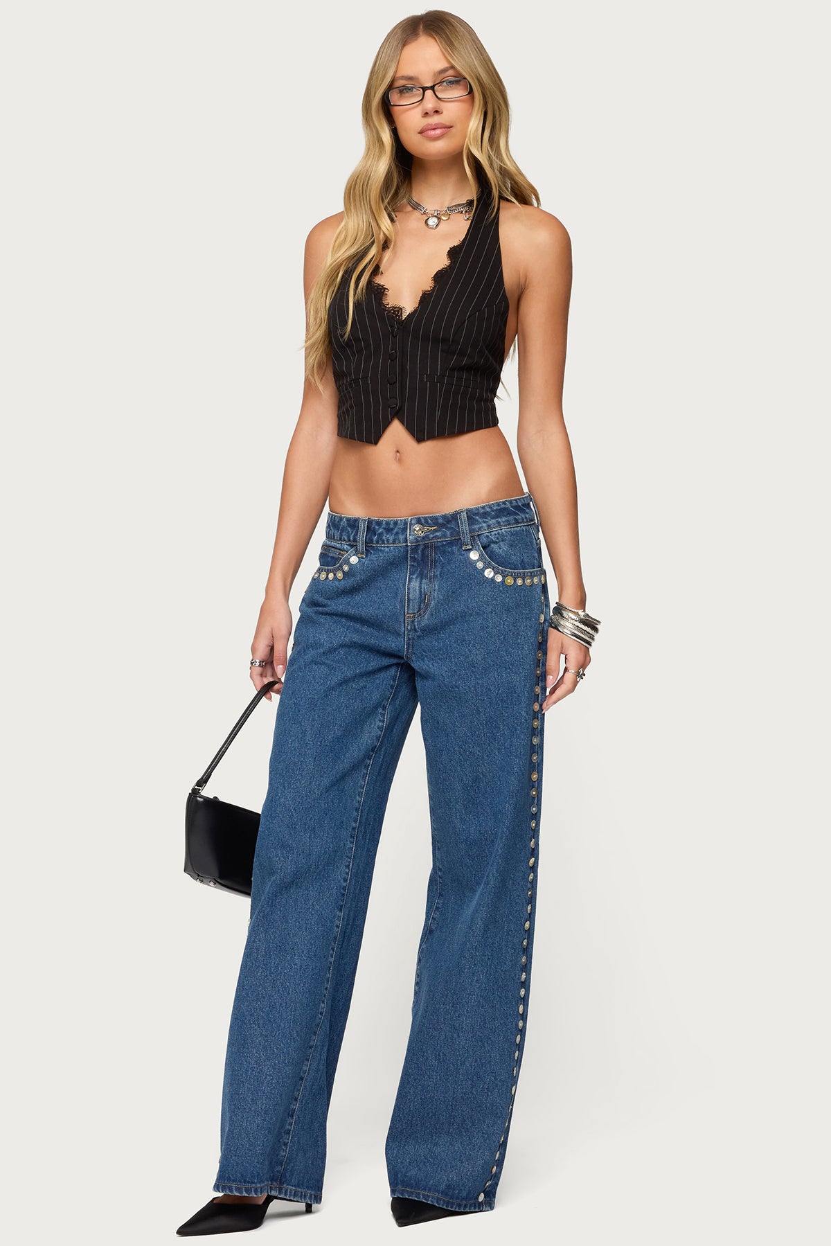 Devon Lacey Pinstripe Halter Top - Image 3