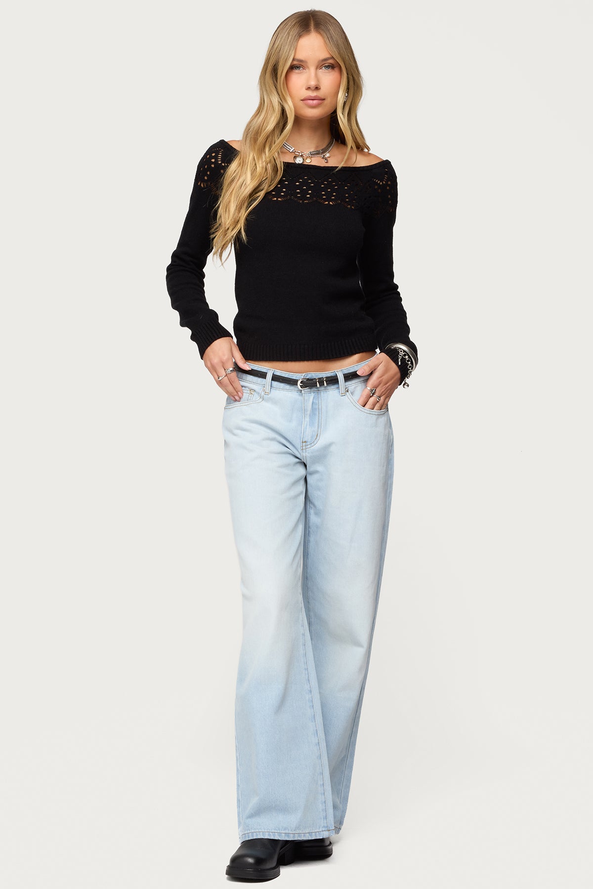 Magda Acid Wash Low Rise Baggy Jeans - Image 3
