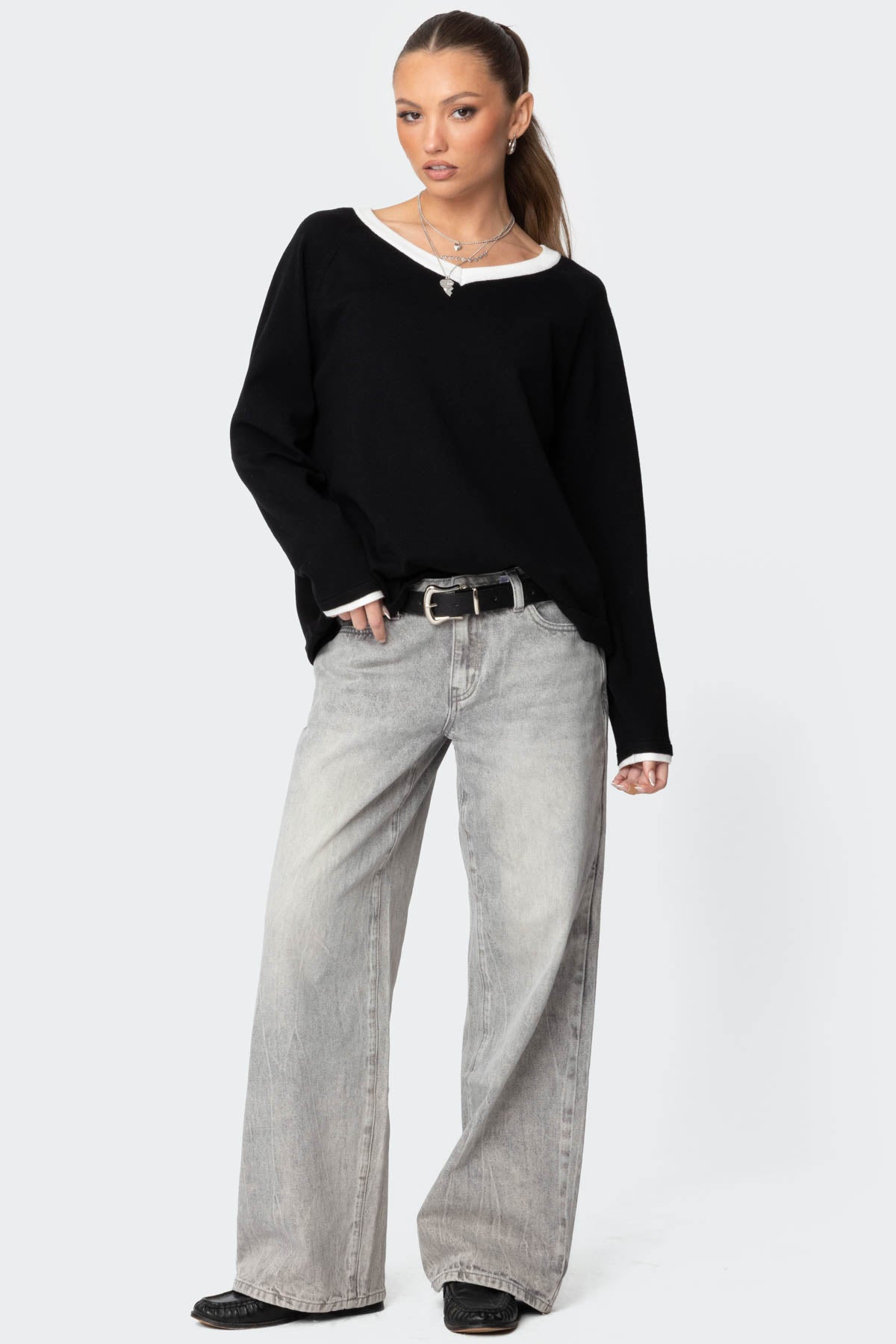 Magda Acid Wash Low Rise Baggy Jeans - Image 4