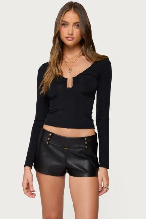 Soria Ruched Cut Out Top