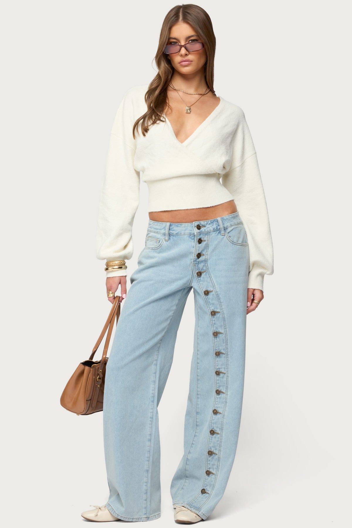 Adison Button Low Rise Baggy Jeans - Image 5