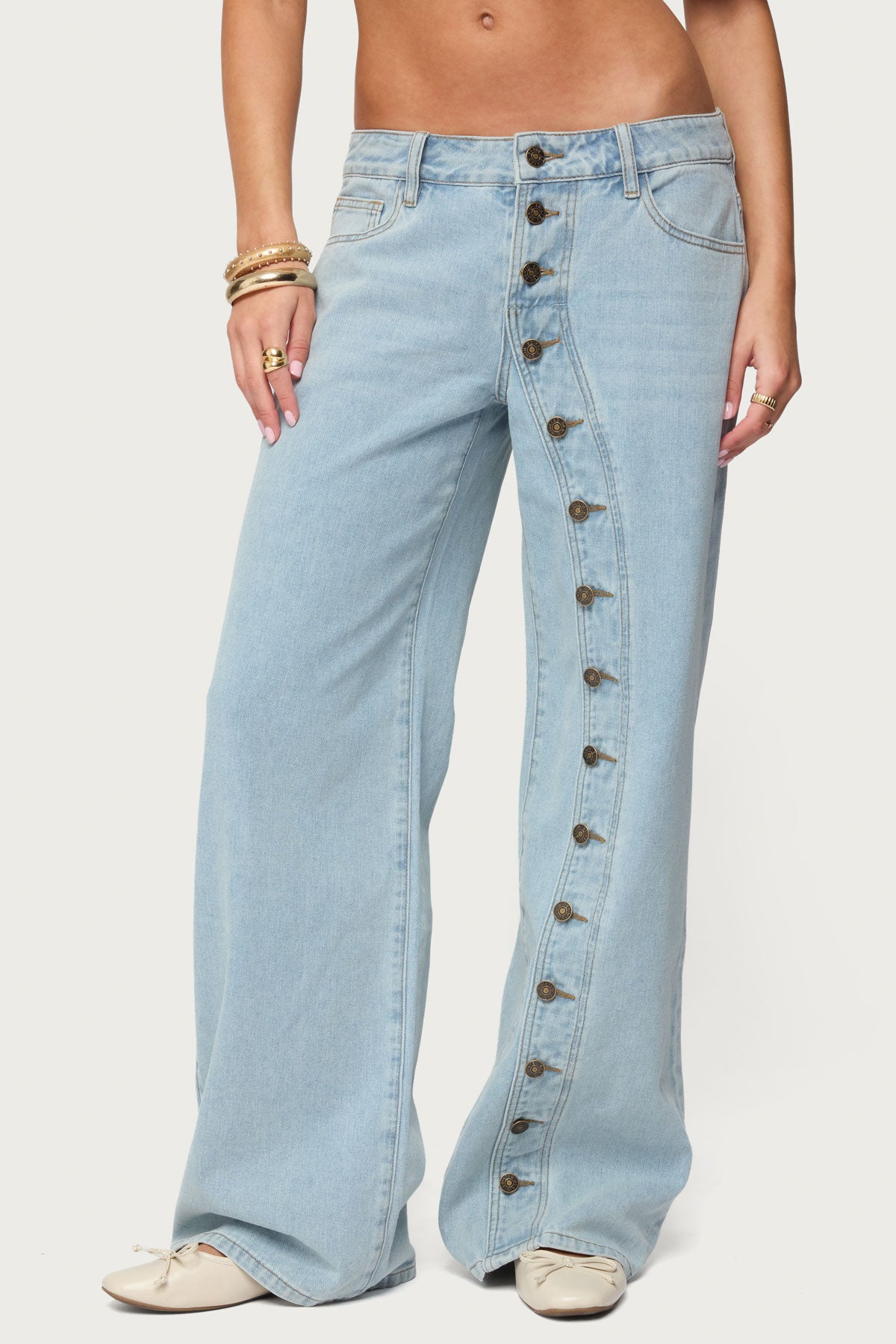 Adison Button Low Rise Baggy Jeans - Image 2