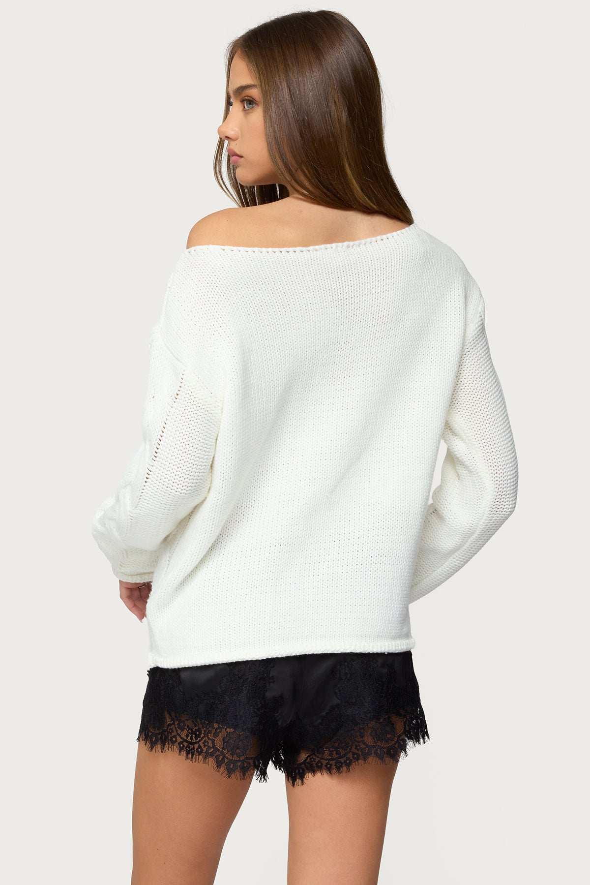 Nellie Off Shoulder Cable Knit Sweater - Image 4