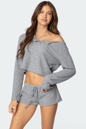 Teddy Cropped Waffle Top