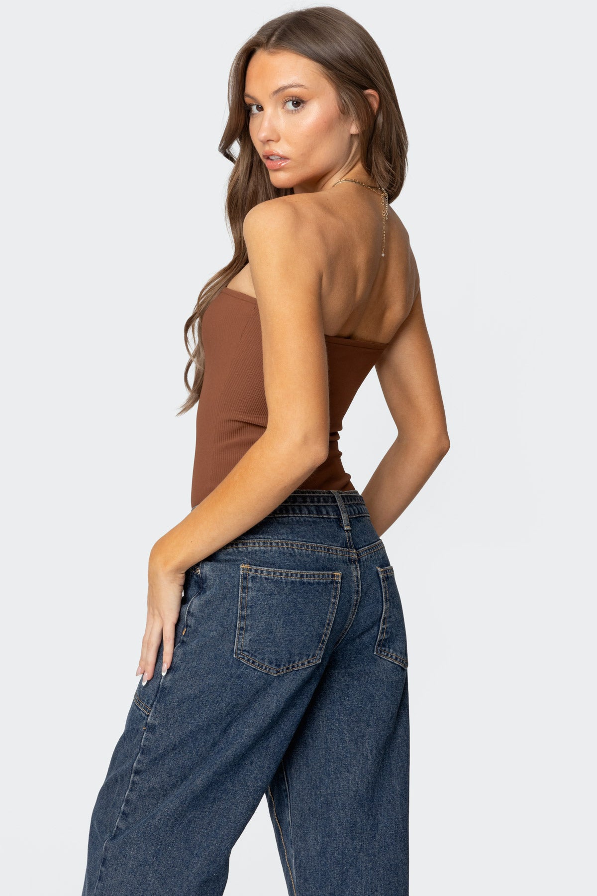 Loren Strapless Ribbed Bodysuit - Image 5
