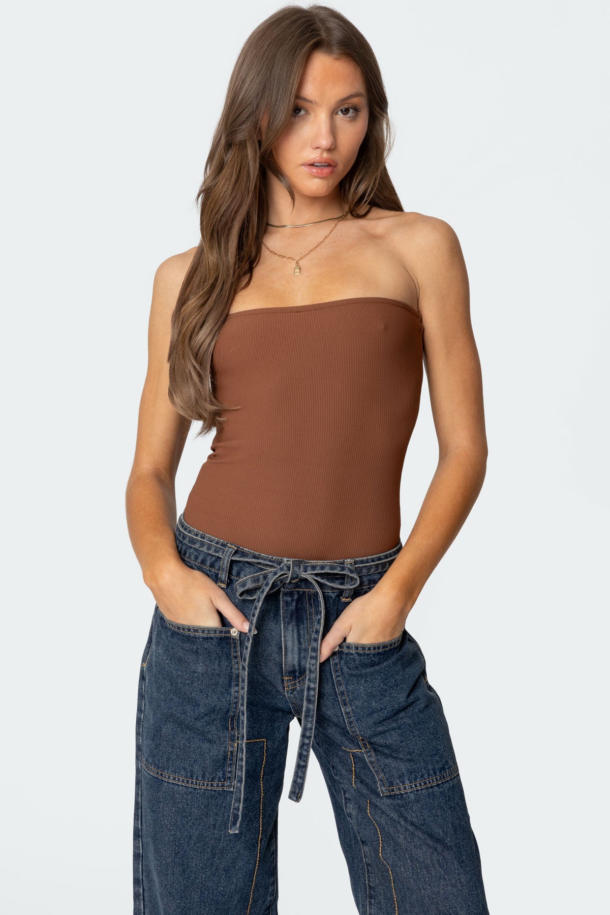 Loren Strapless Ribbed Bodysuit - Image 2