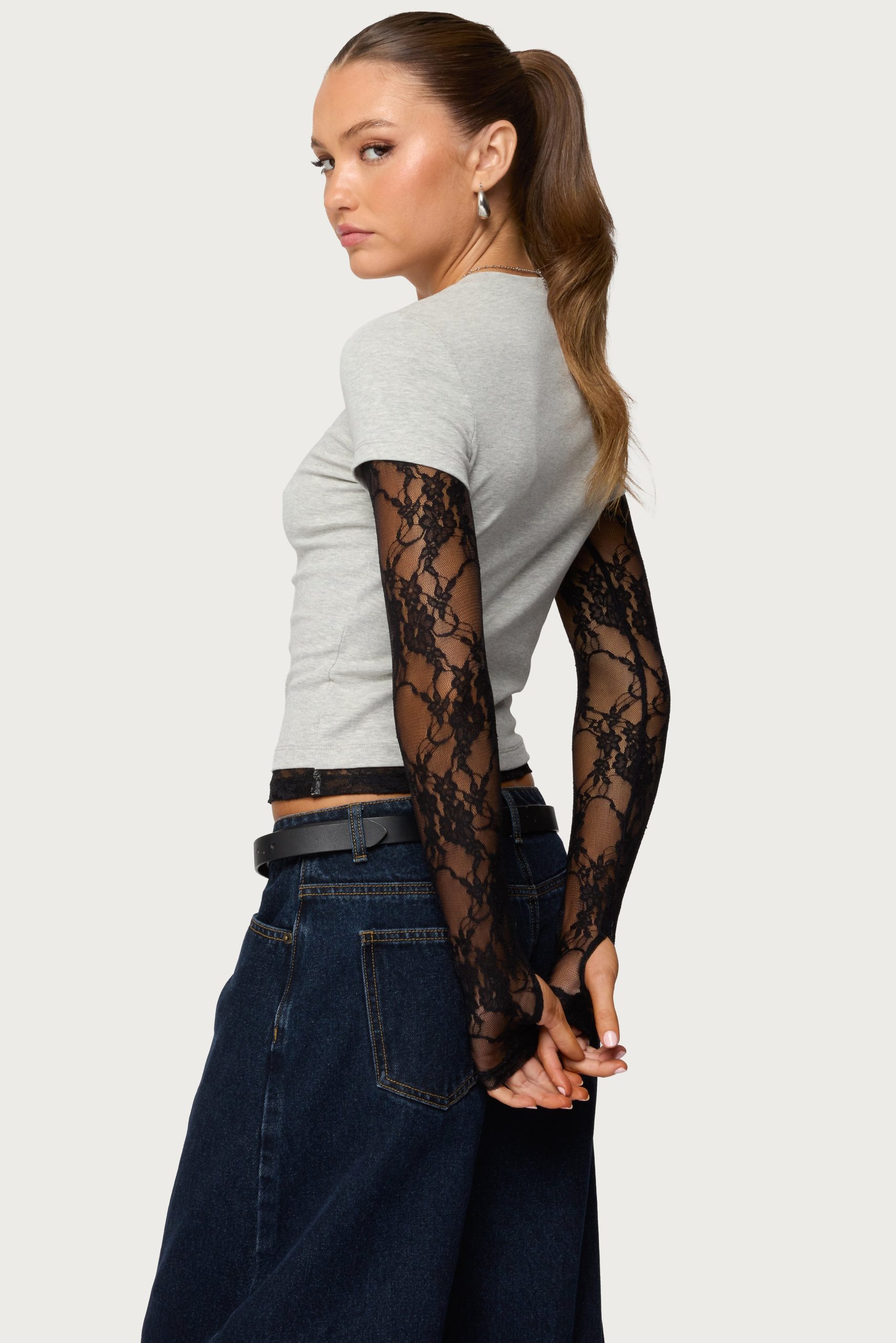Layered Lace Sleeve Top - Image 5
