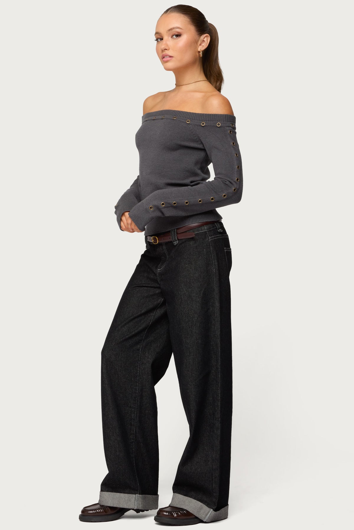 Morgen Grommet Off Shoulder Knit Top - Image 4