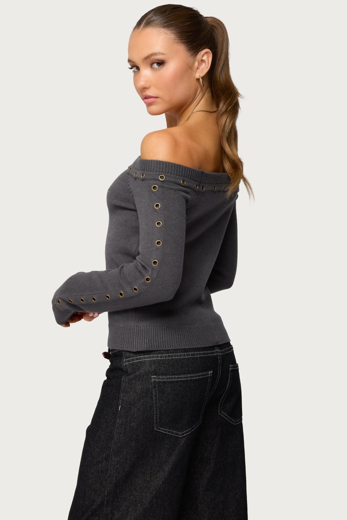 Morgen Grommet Off Shoulder Knit Top - Image 5