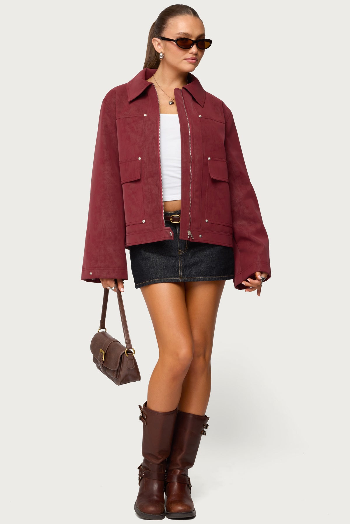 Annabelle Oversized Faux Suede Jacket - Image 2