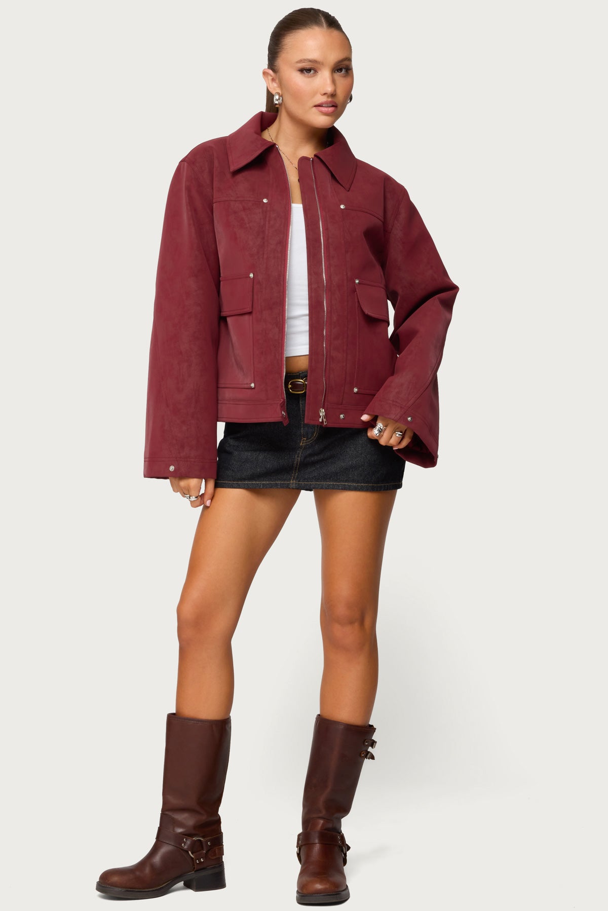 Annabelle Oversized Faux Suede Jacket - Image 5