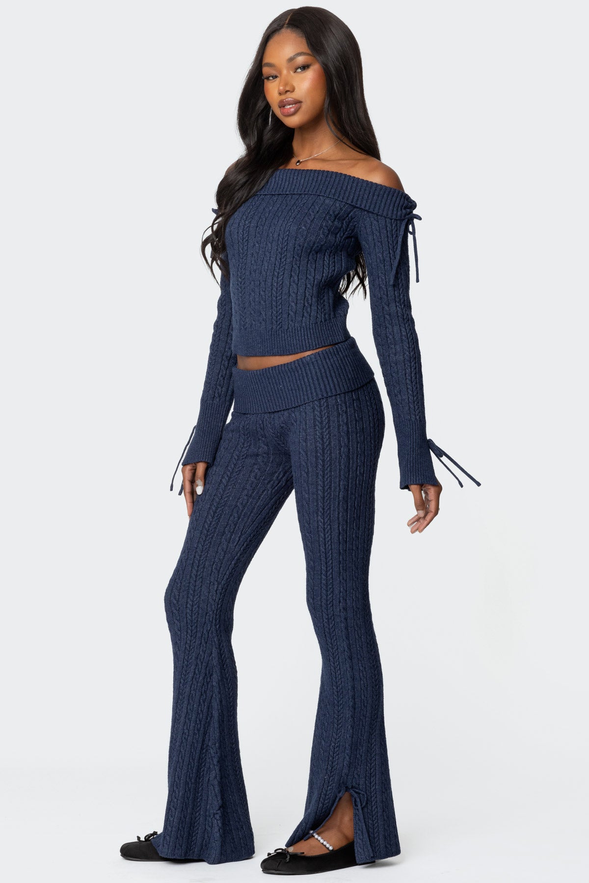 Chase Fold Over Cable Knit Top - Image 4