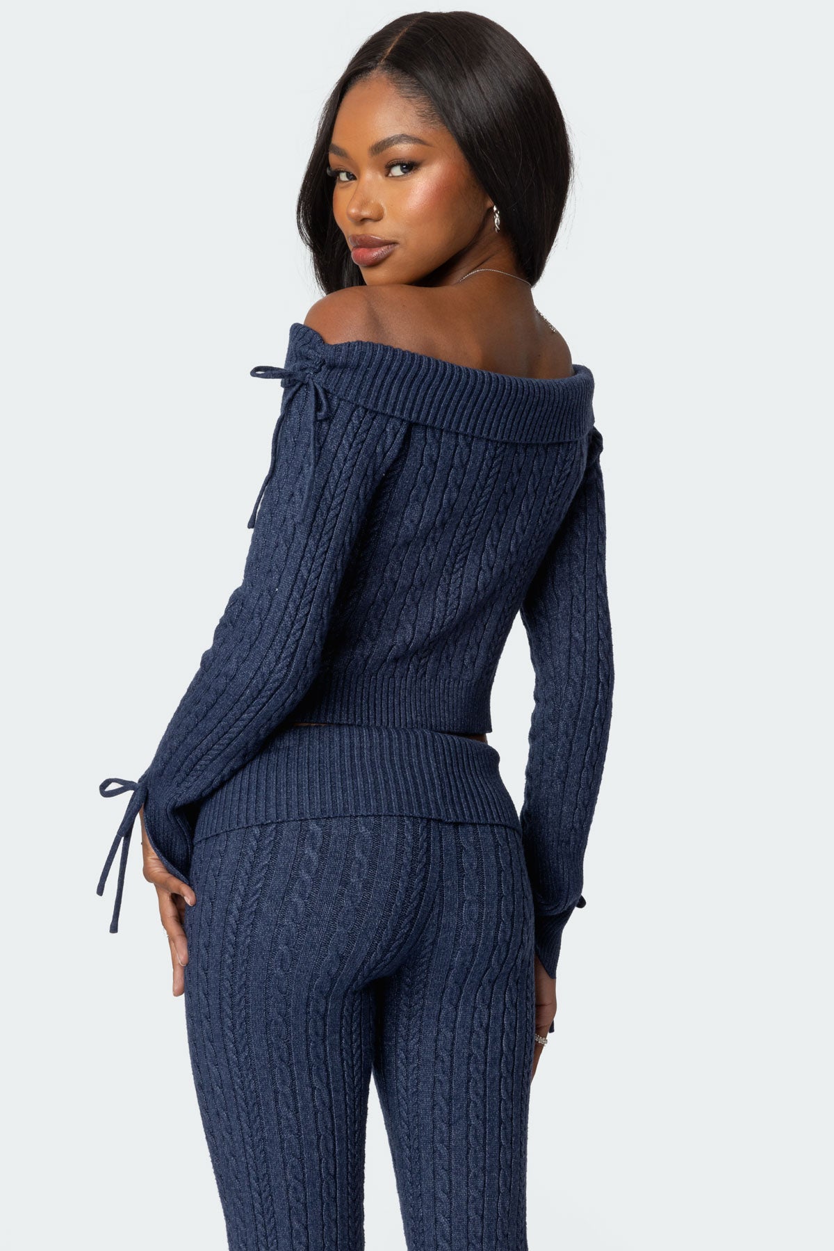 Chase Fold Over Cable Knit Top - Image 3