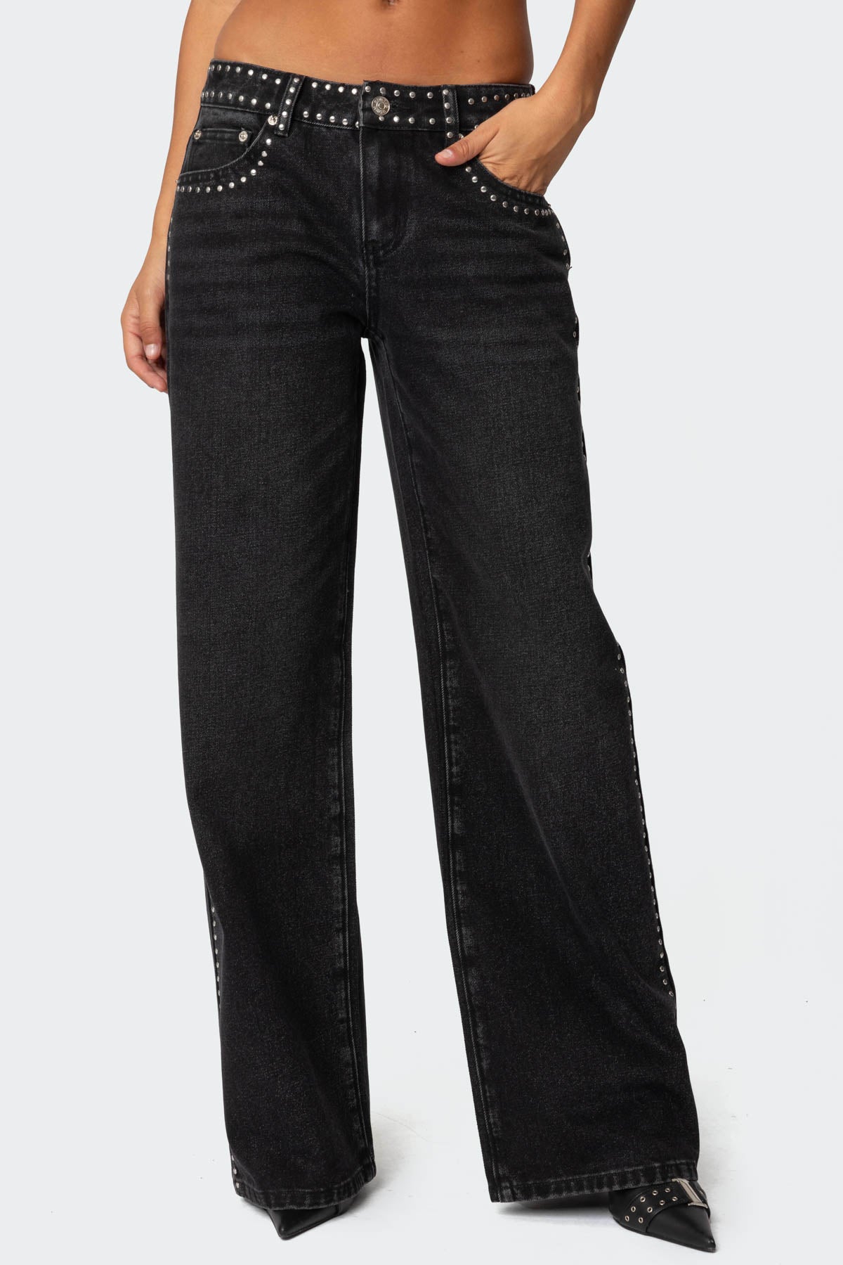 Quincy Studded Low Rise Baggy Jeans - Image 3