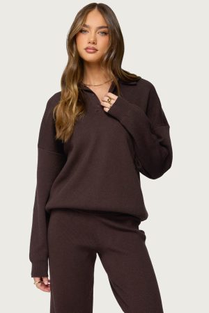 Lorie Oversized Knit Polo Sweater