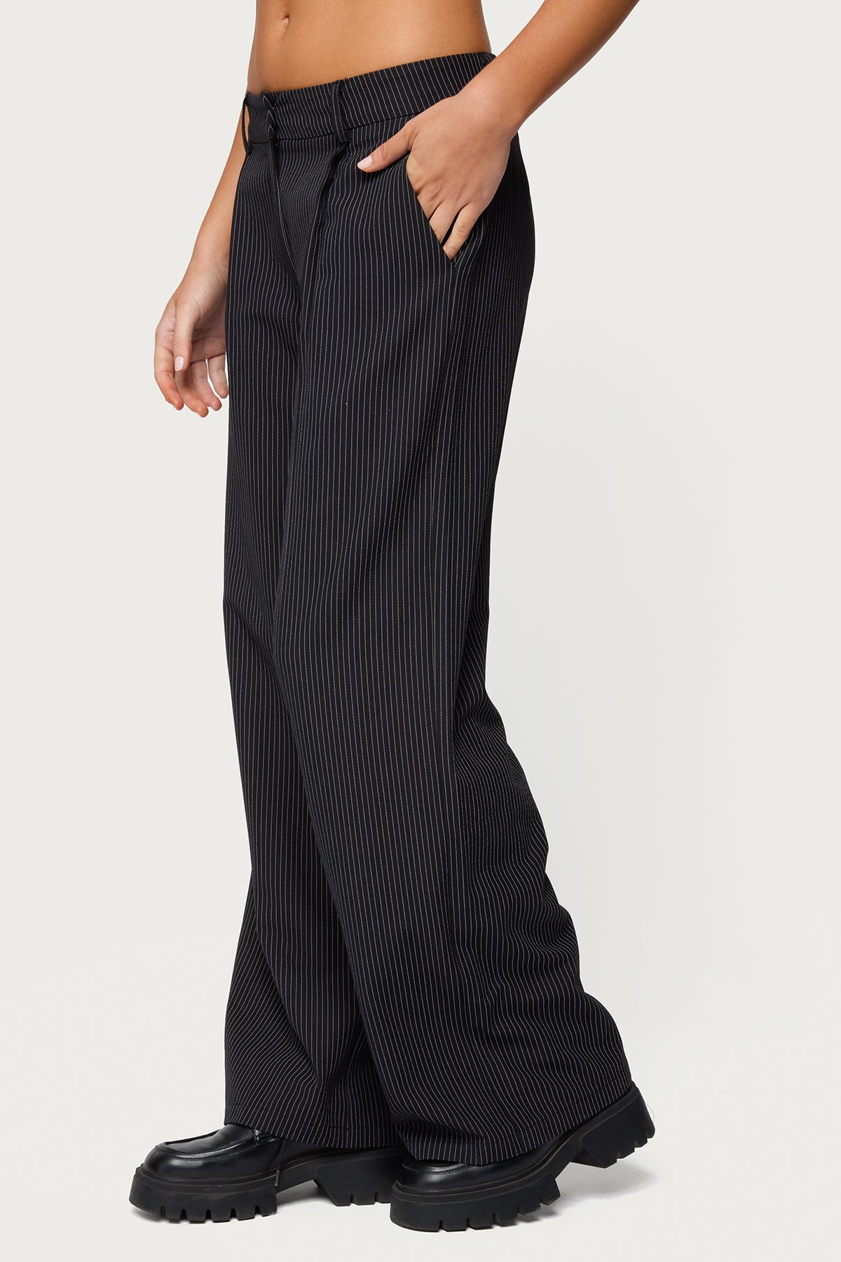 Pinstripe Tailored Straight Leg Pants - Image 3