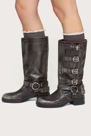 Lacey Ruffle Knee High Socks