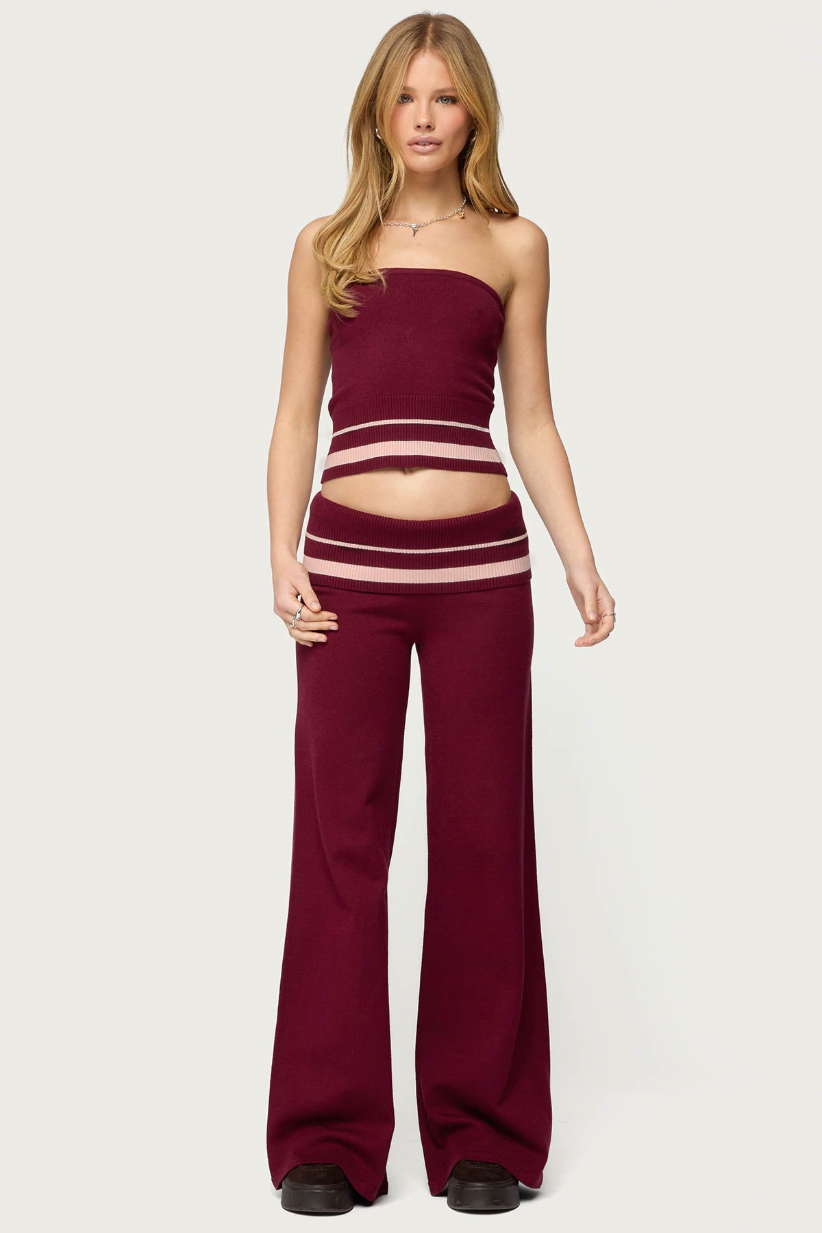 Kaliya Stripey Strapless Knit Top - Image 2