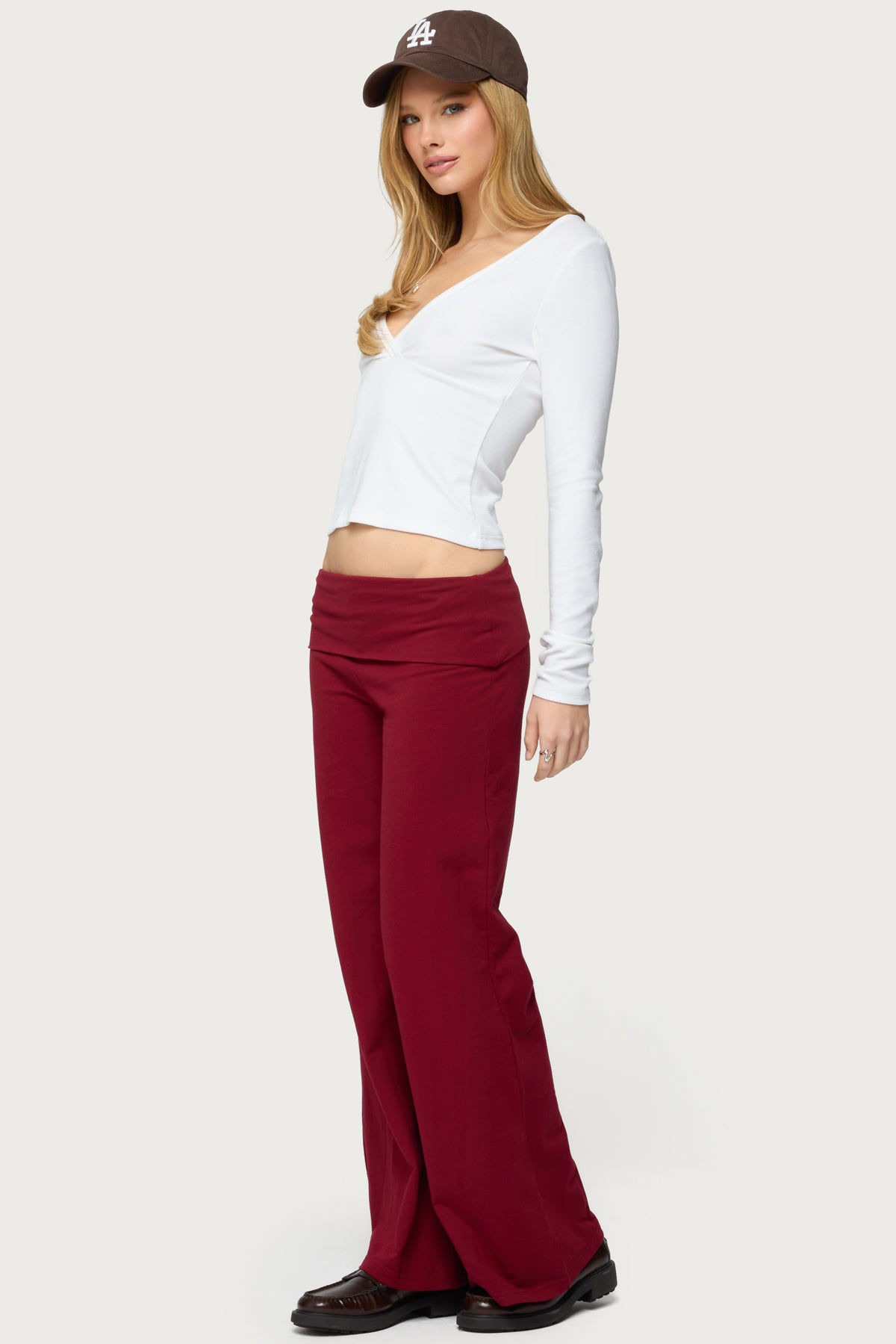 Petite Wide Leg Fold Over Pants - Image 3