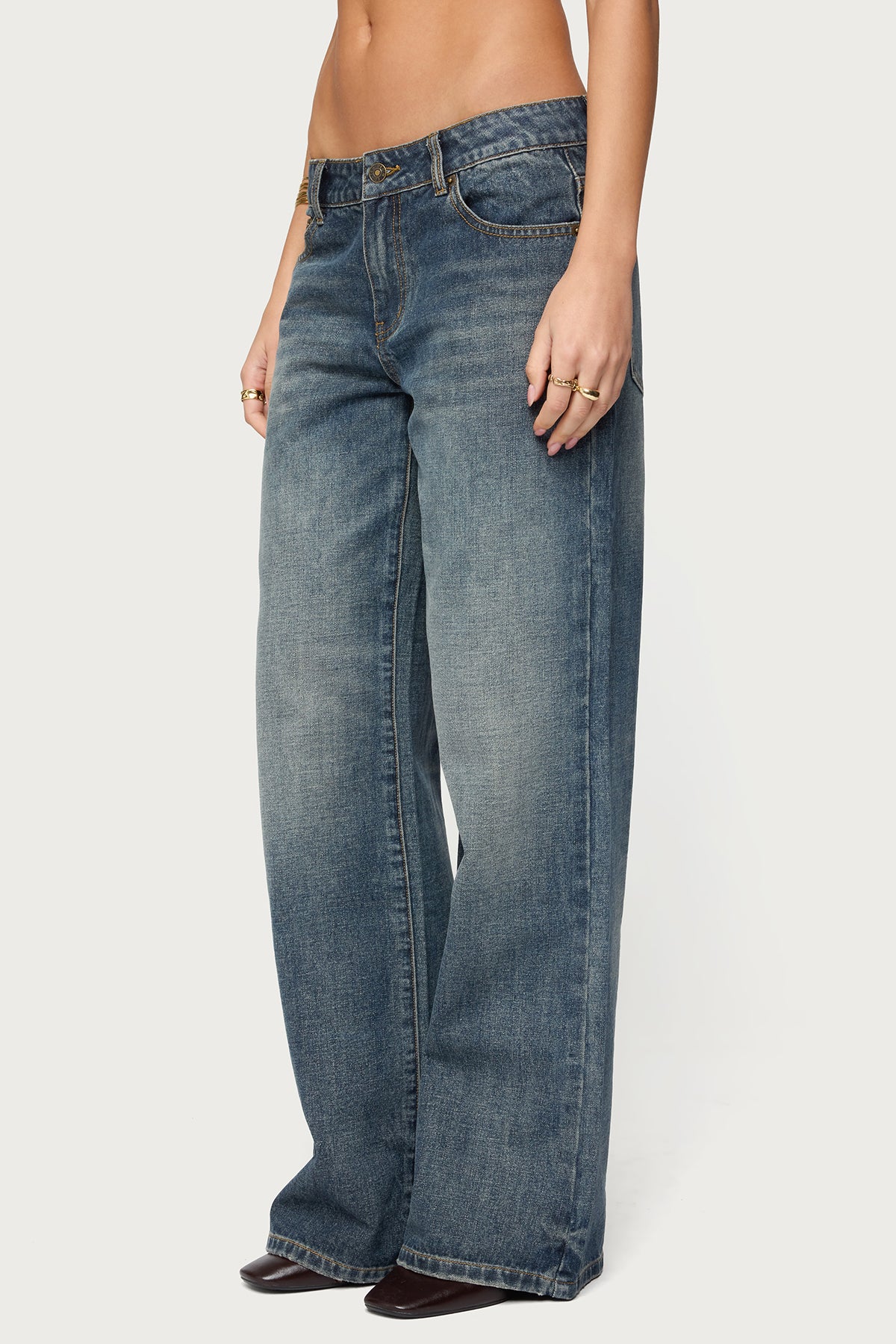 Della Waist Scarf Low Rise Baggy Jeans - Image 4
