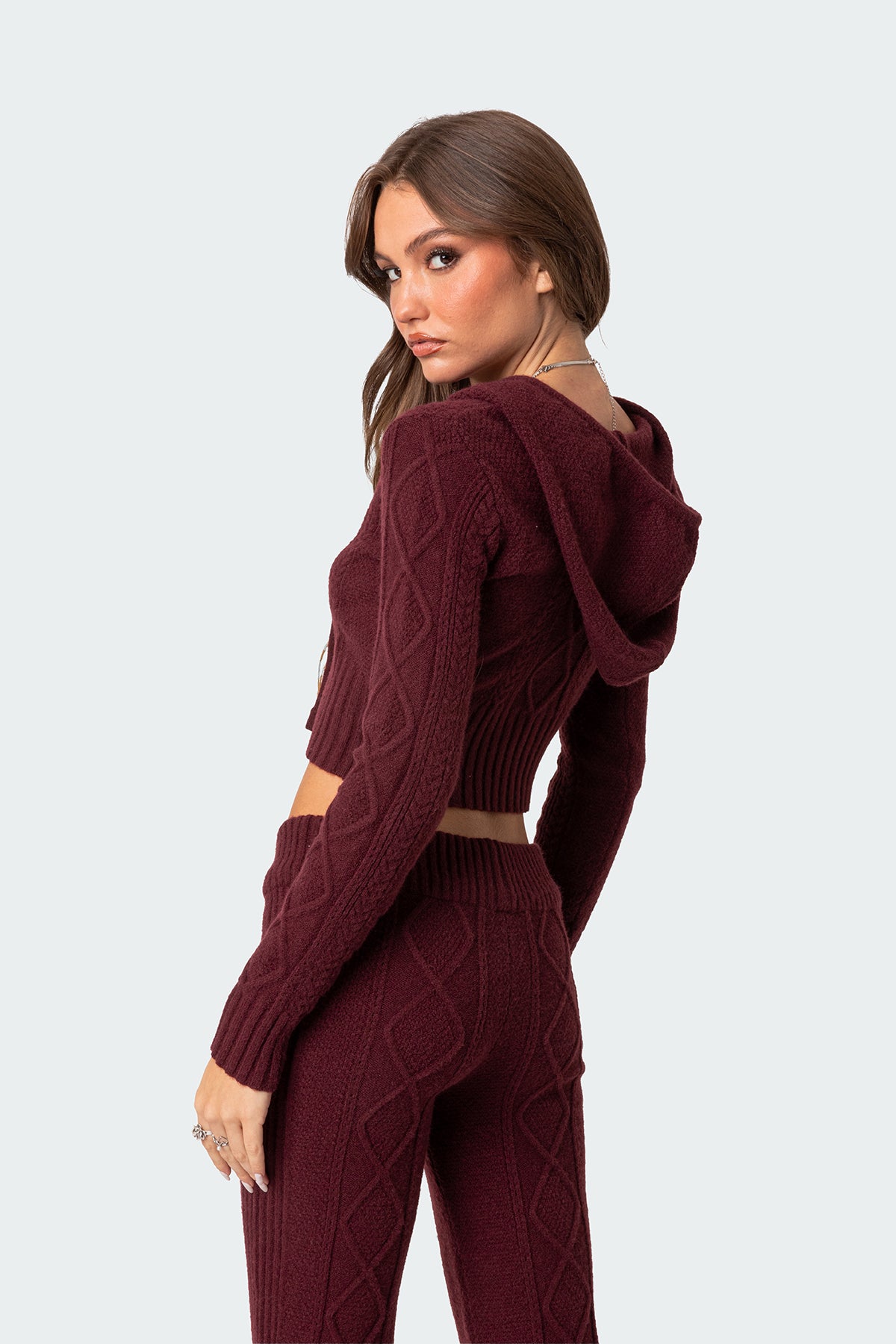 Ray Cable Knit Hooded Cardigan - Image 4