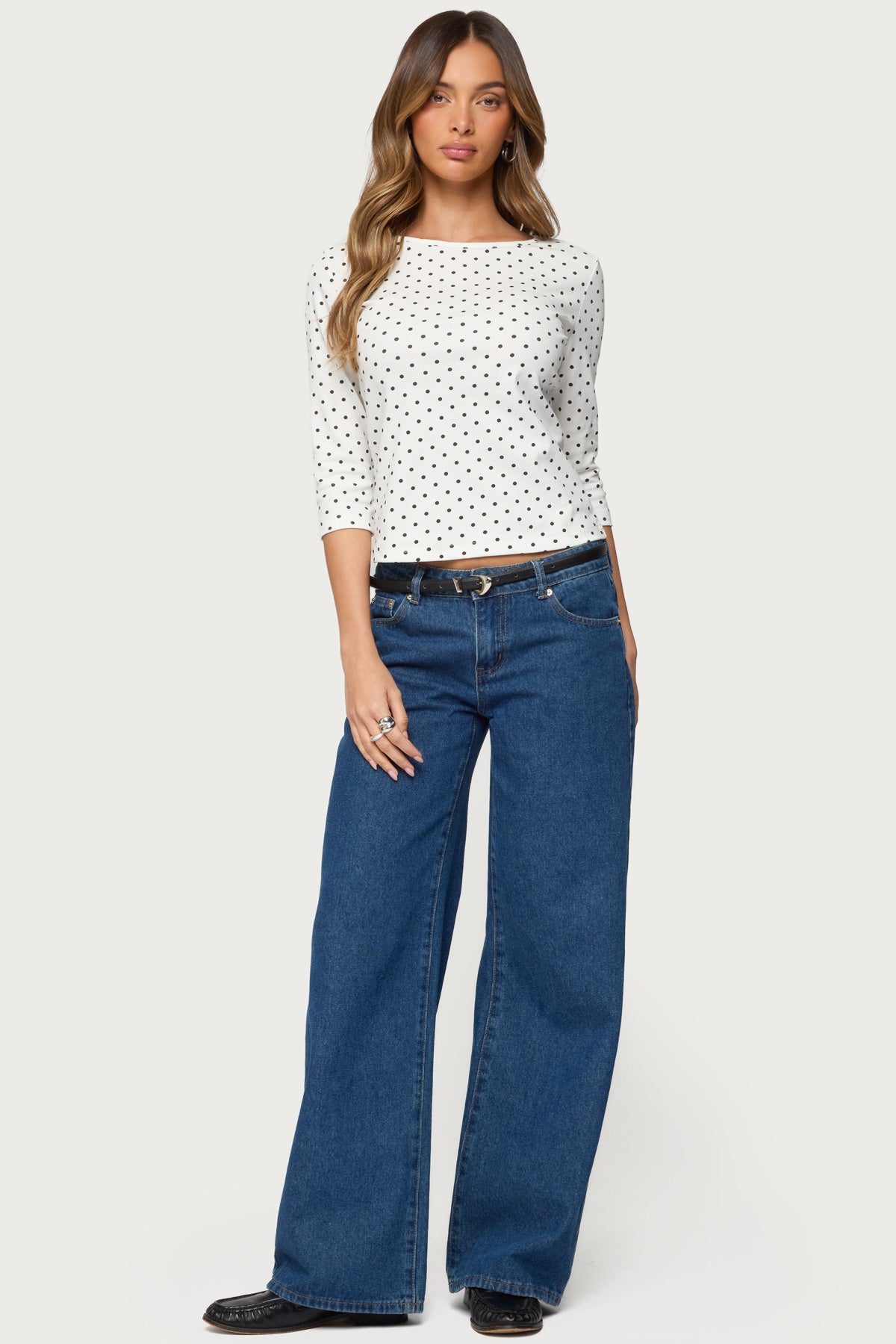 Lela Polka Dot Three-Quarter Sleeve Top - Image 5