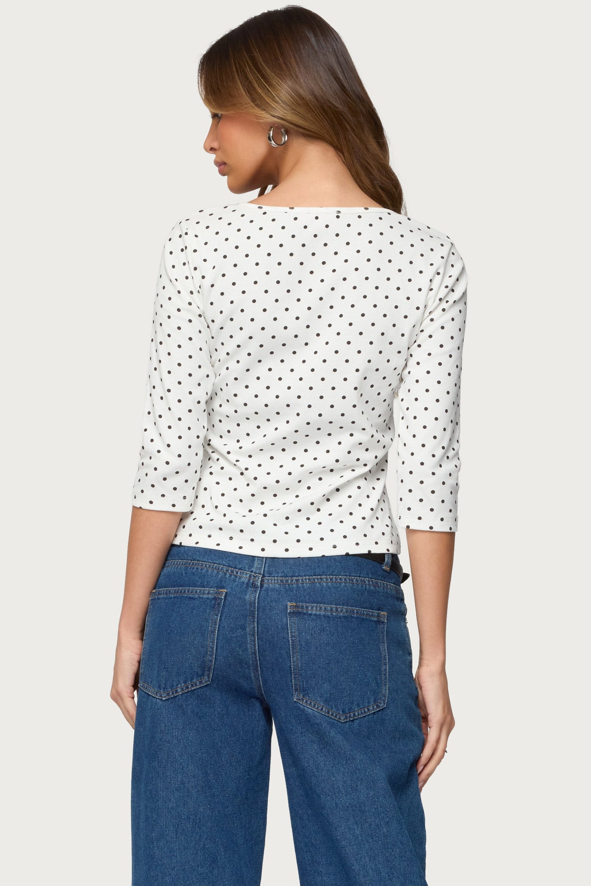 Lela Polka Dot Three-Quarter Sleeve Top - Image 4
