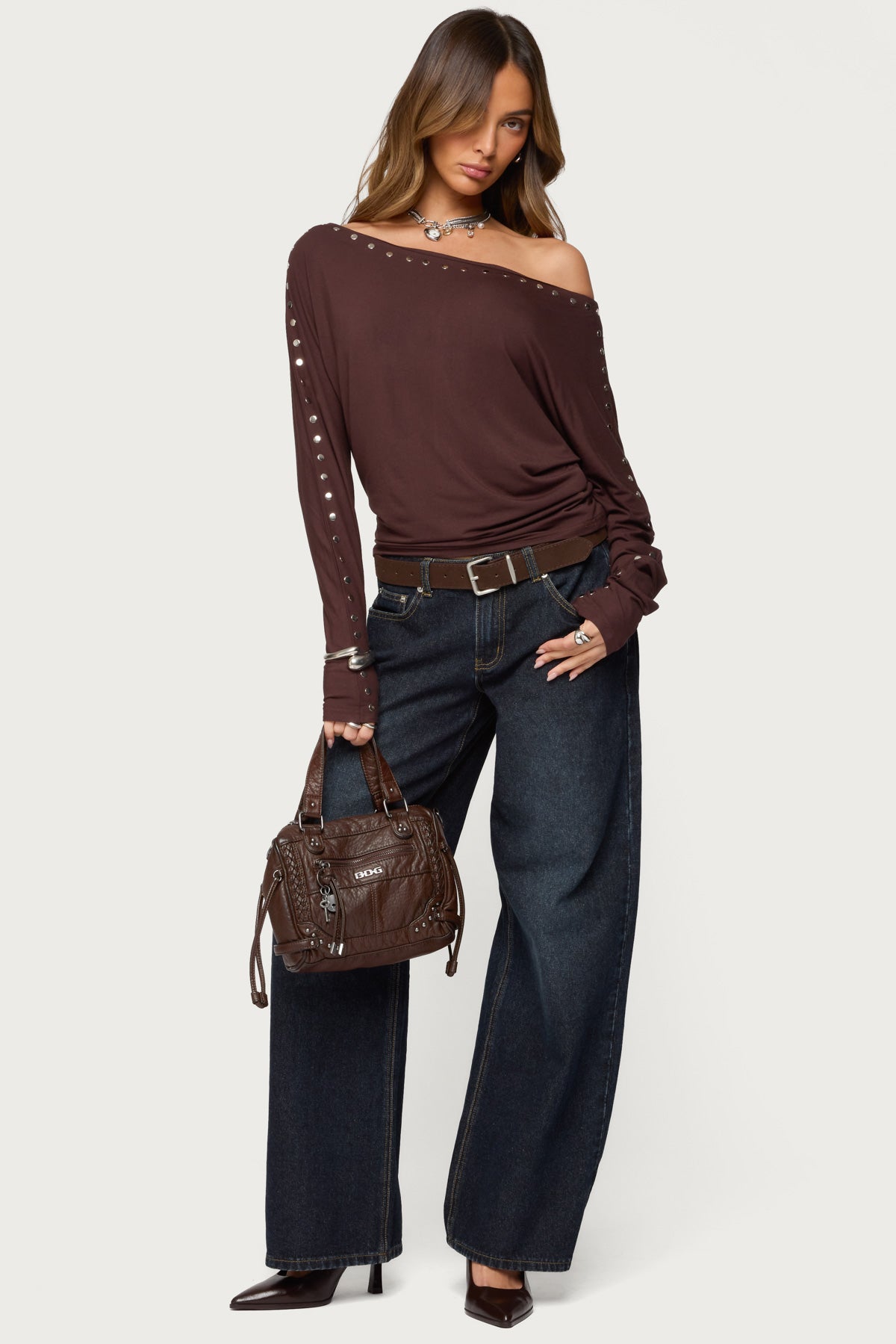 Paola Off Shoulder Stud Top - Image 2