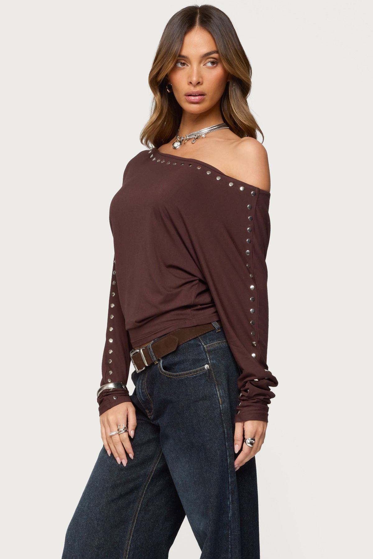 Paola Off Shoulder Stud Top - Image 3