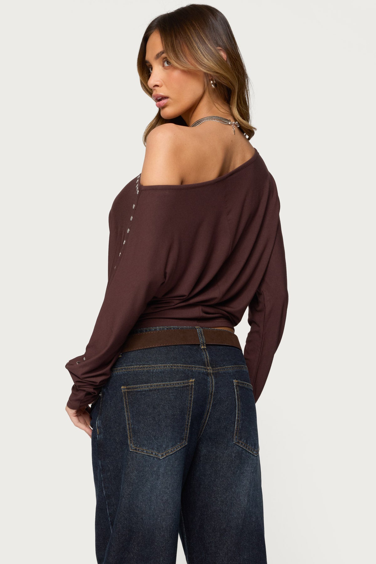 Paola Off Shoulder Stud Top - Image 4