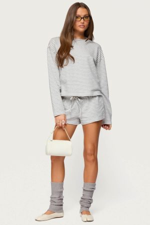 Jainee Striped Drawstring Shorts