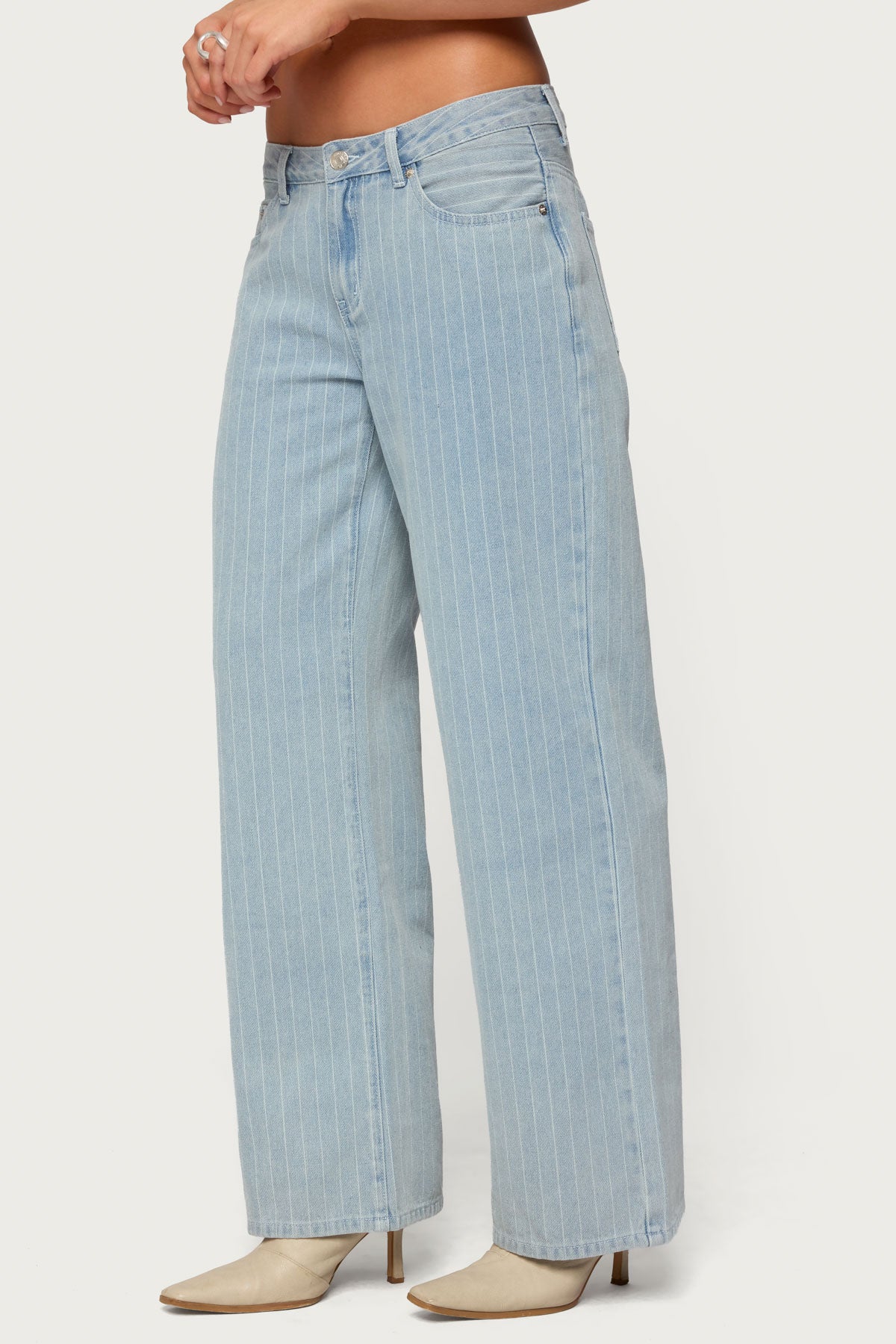Pinstripe Low Rise Baggy Jeans - Image 4
