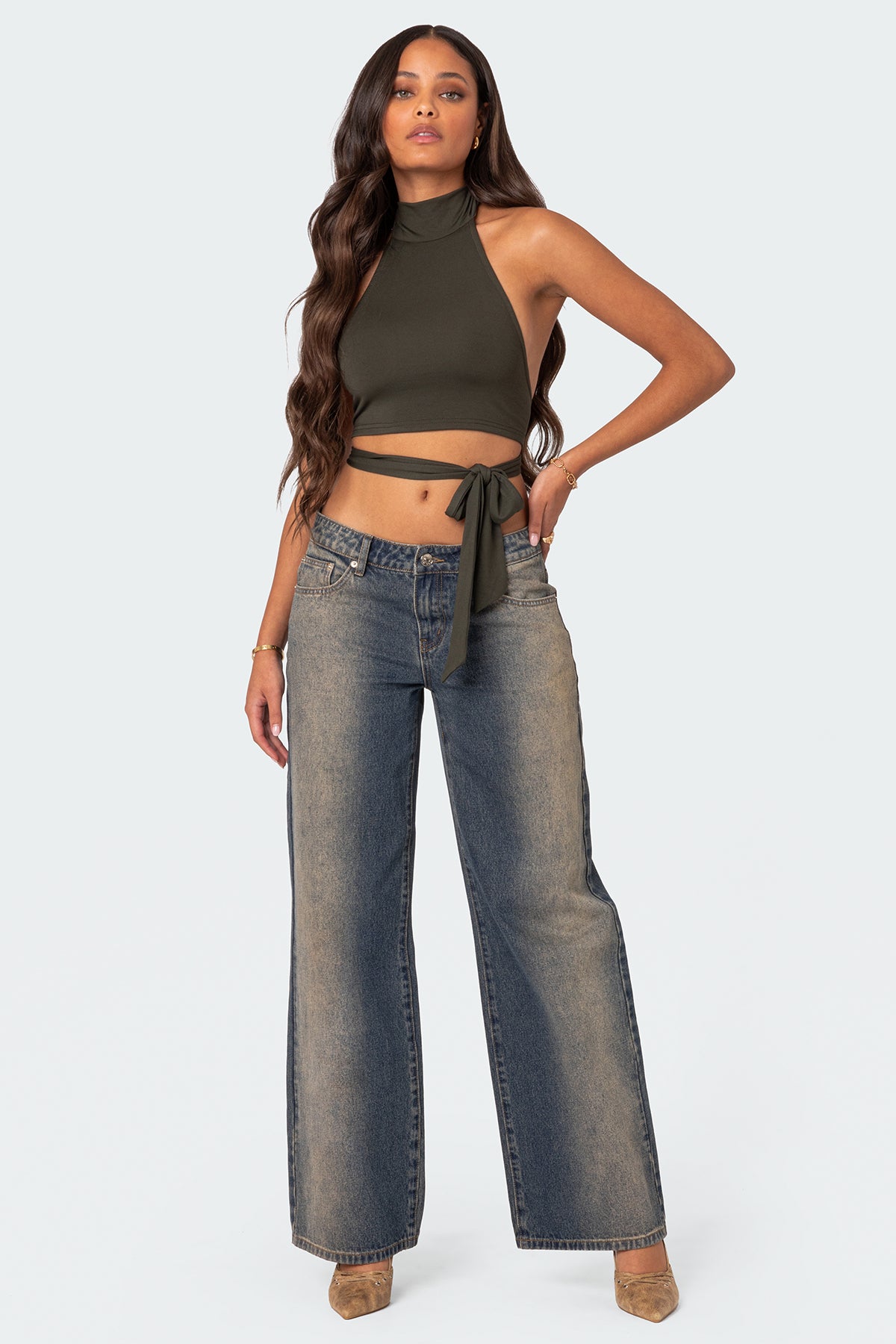 Hamlin Wrap Tie Crop Top - Image 2