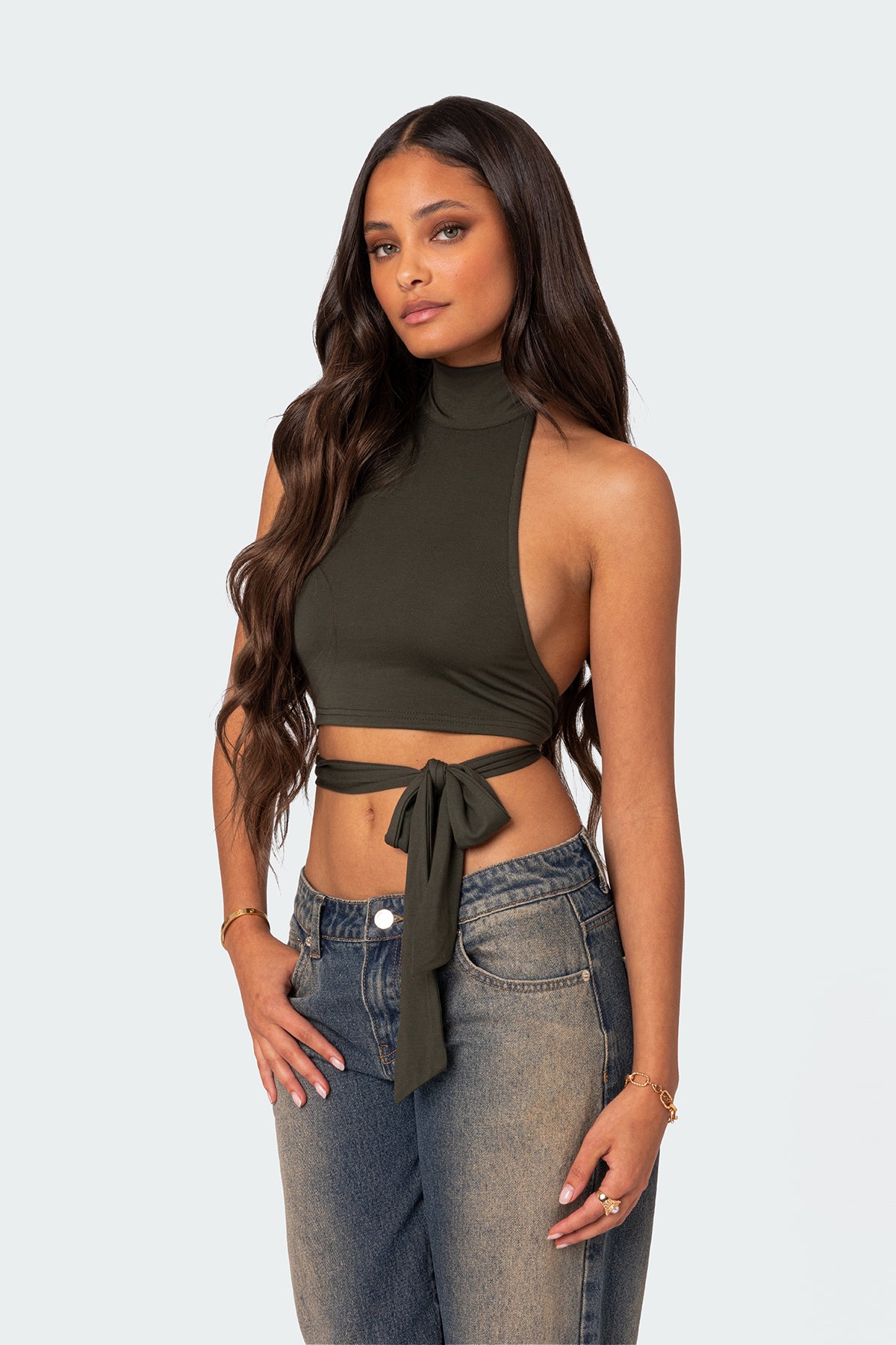Hamlin Wrap Tie Crop Top - Image 3