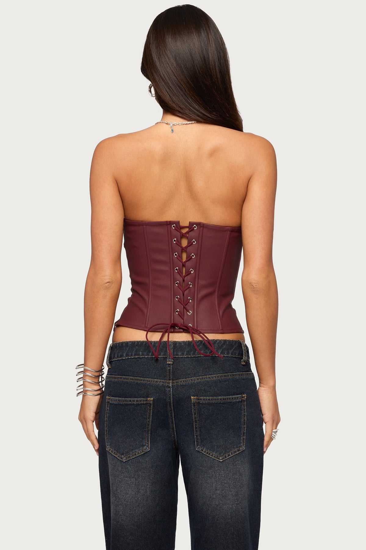 Izara Studded Faux Leather Corset - Image 5