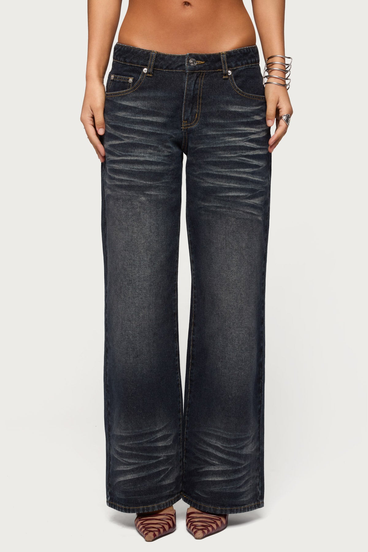 Magda Acid Wash Low Rise Baggy Jeans - Image 2
