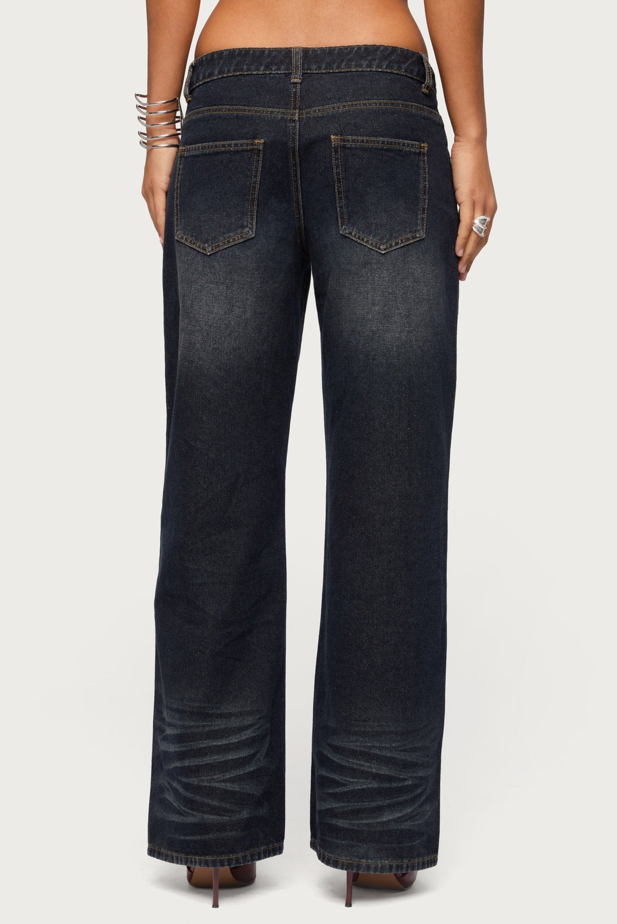 Magda Acid Wash Low Rise Baggy Jeans - Image 4