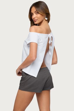 Off Shoulder Split Open Back Top