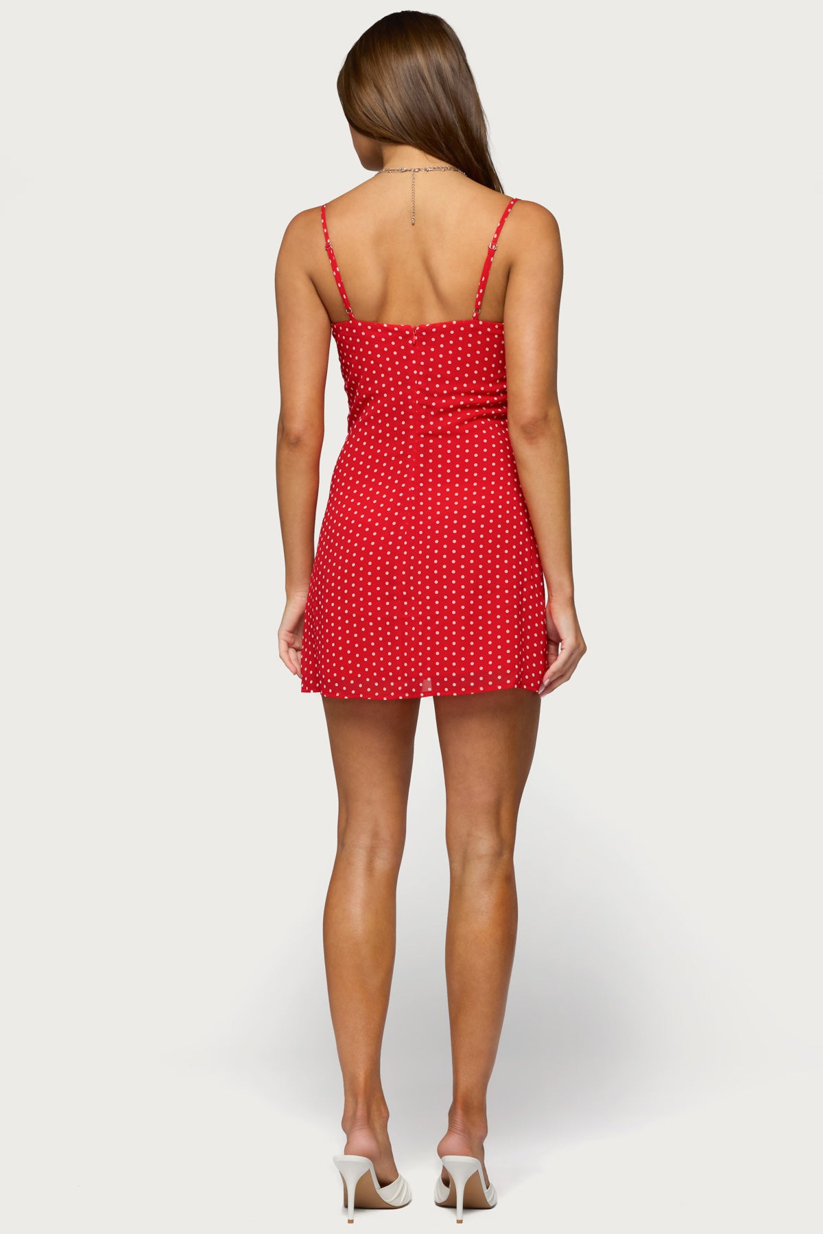 Polka Dot Cupped Chiffon Mini Dress - Image 6