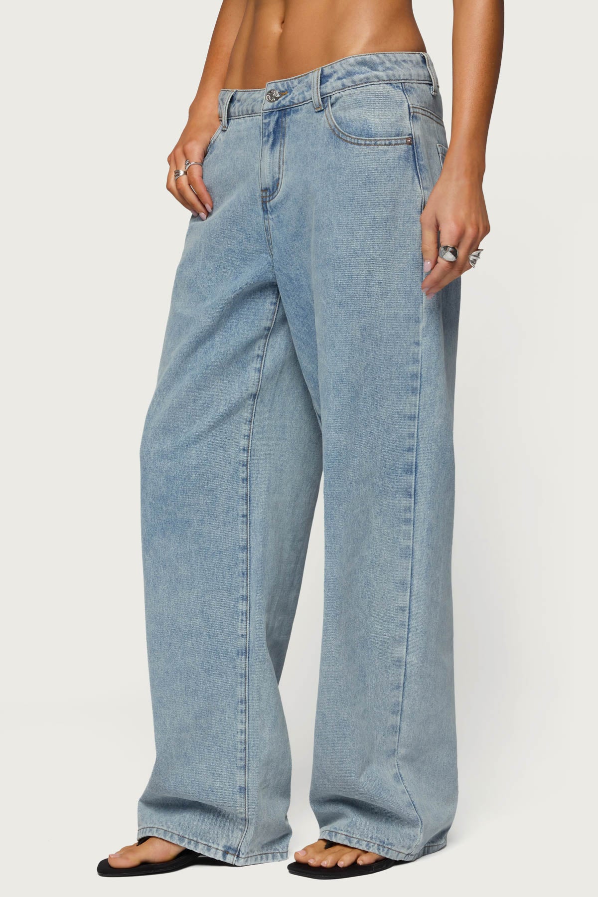 Dalina Washed Low Rise Baggy Jeans - Image 3