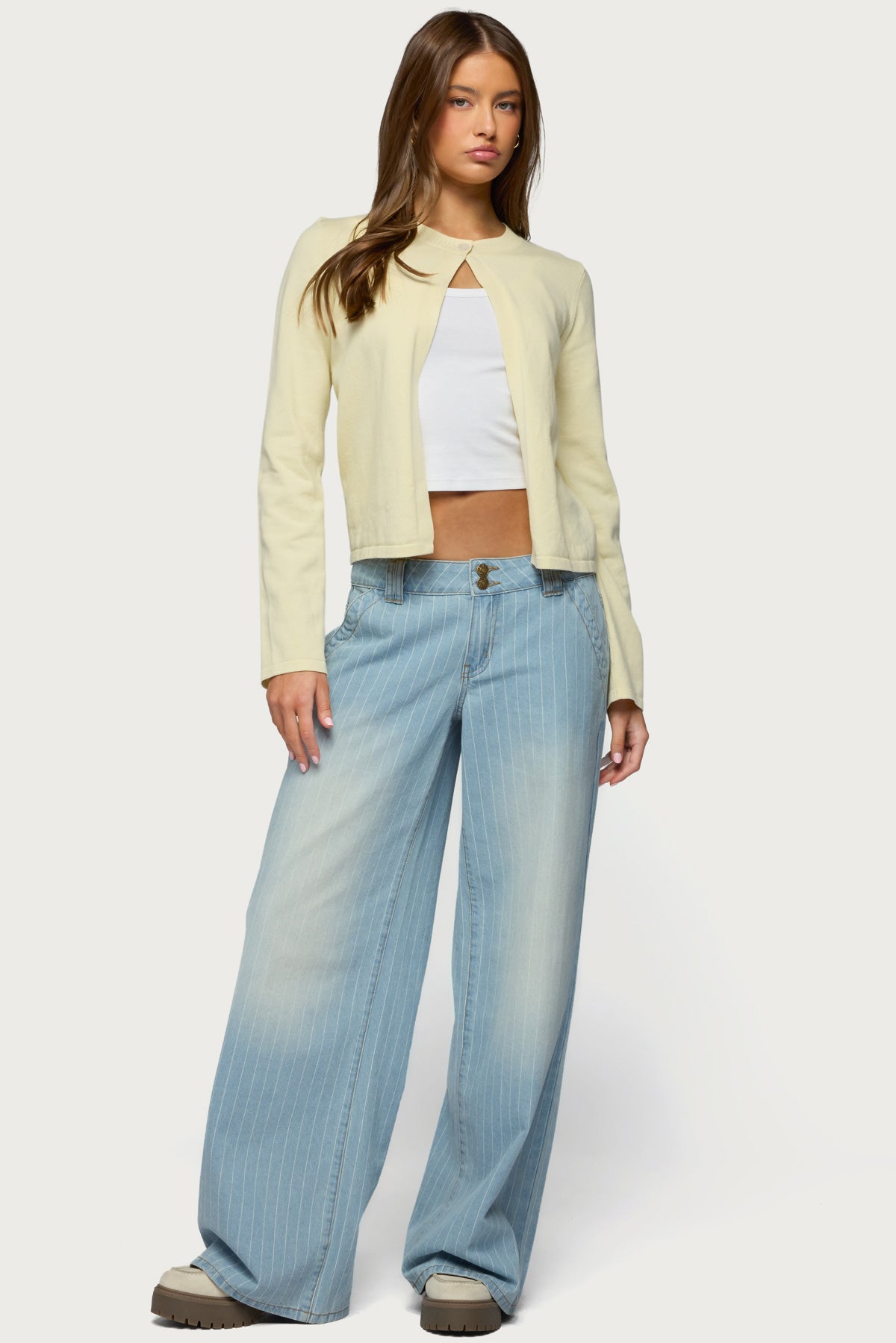 Cory Striped Low Rise Baggy Jeans - Image 5