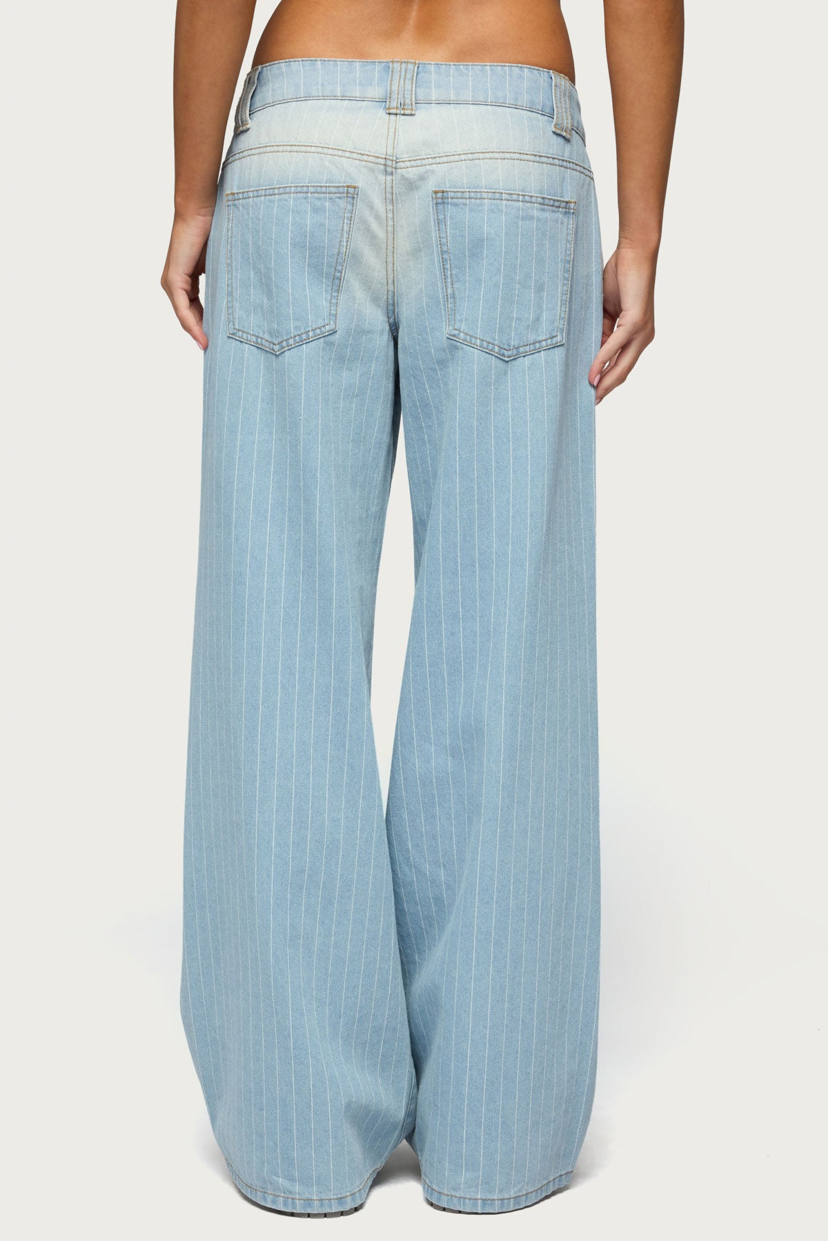 Cory Striped Low Rise Baggy Jeans - Image 4