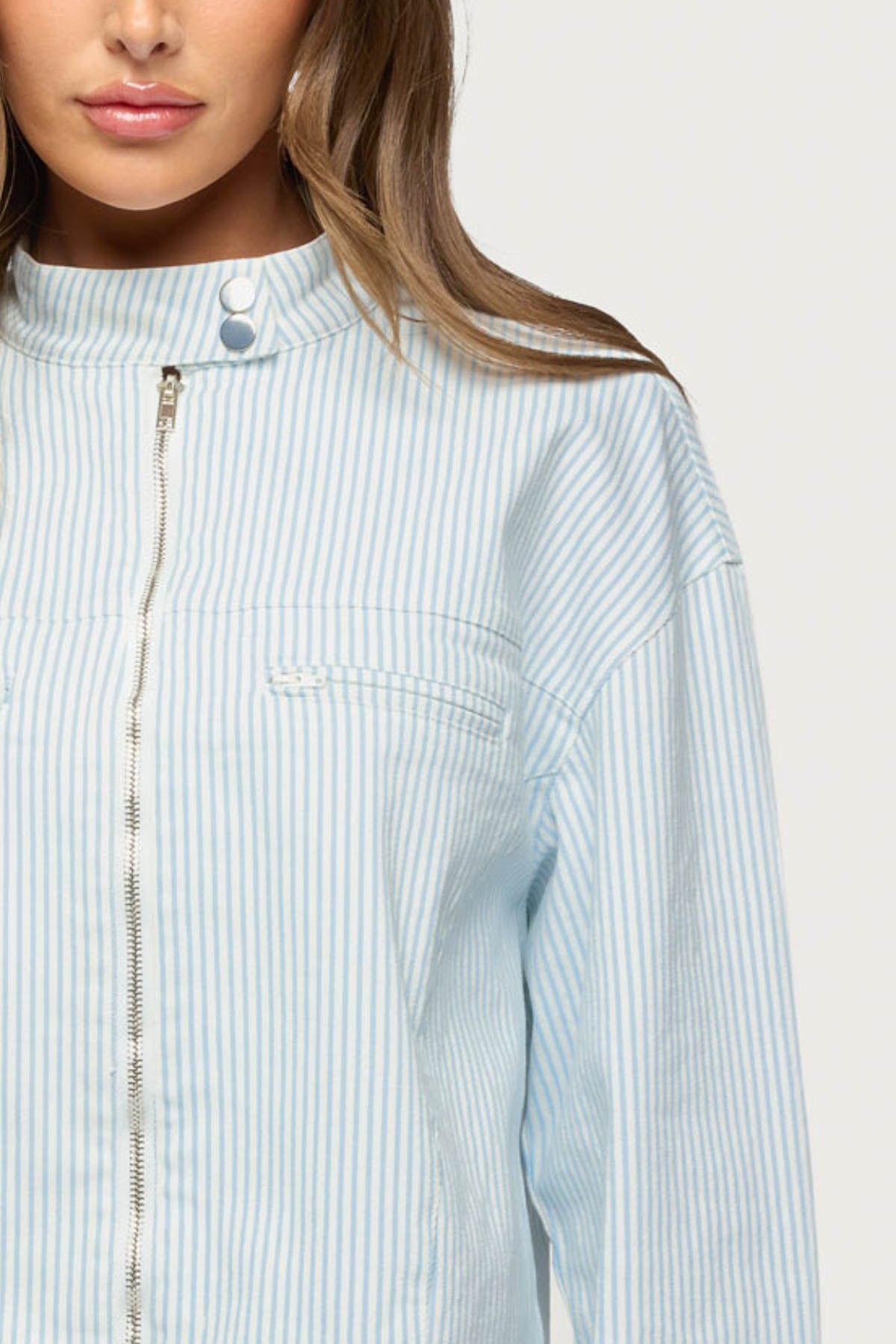 Myah Pinstripe Moto Jacket - Image 6