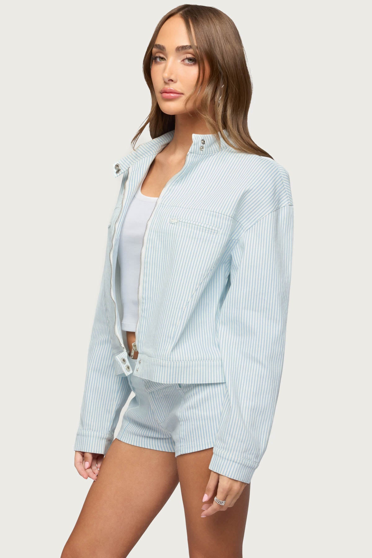 Myah Pinstripe Moto Jacket - Image 3