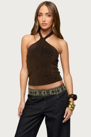 Katalya Glitter Halter Top