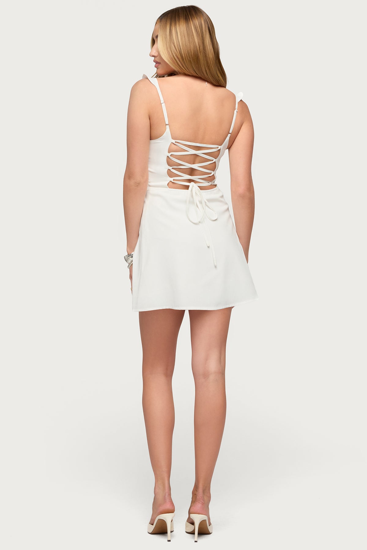 Cristina Ruffle Flare Mini Dress - Image 2