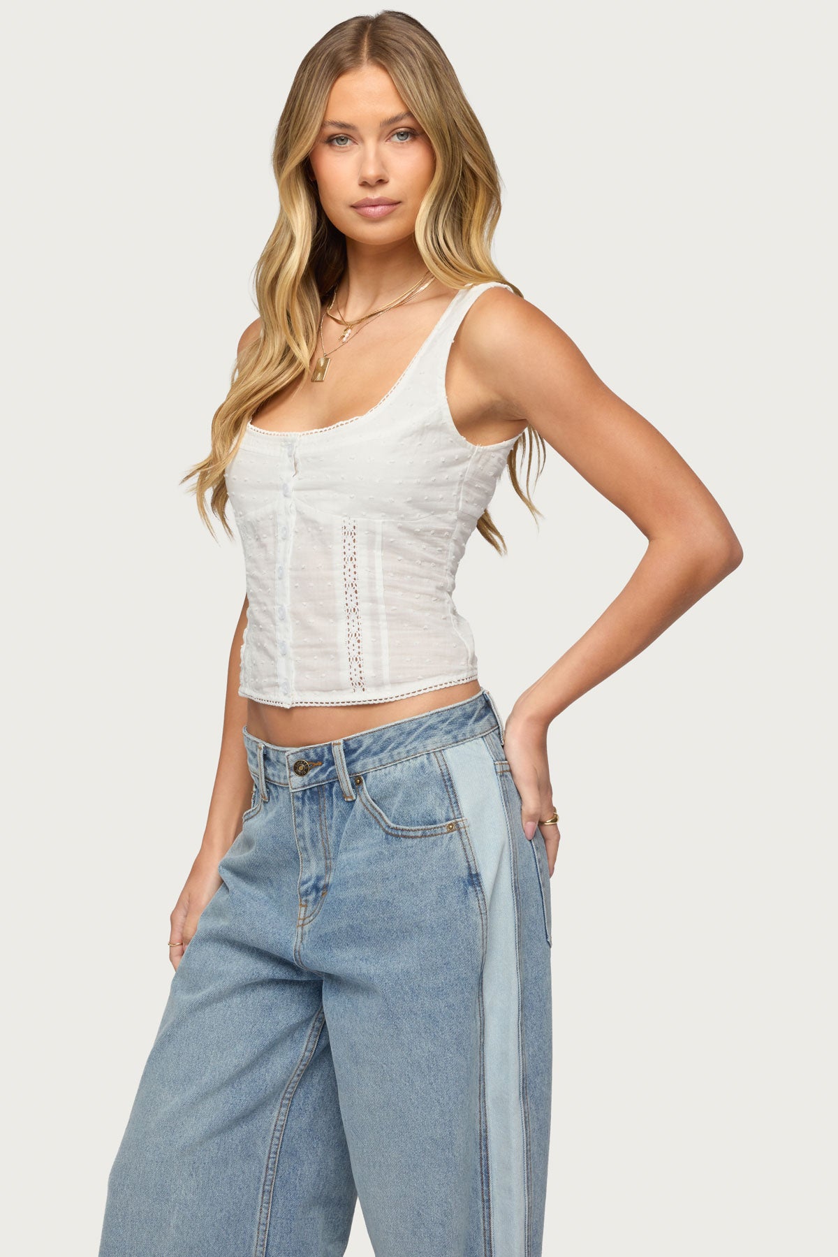 Embroidered Cotton Button Up Top - Image 3