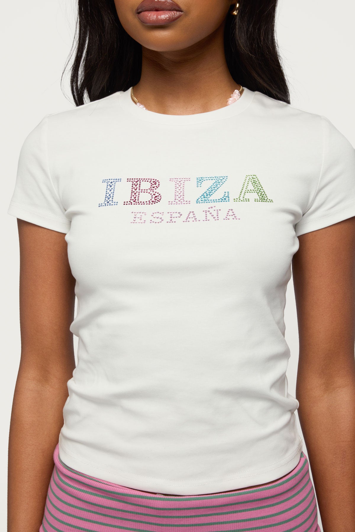 Ibiza Rhinestone T Shirt - Image 6