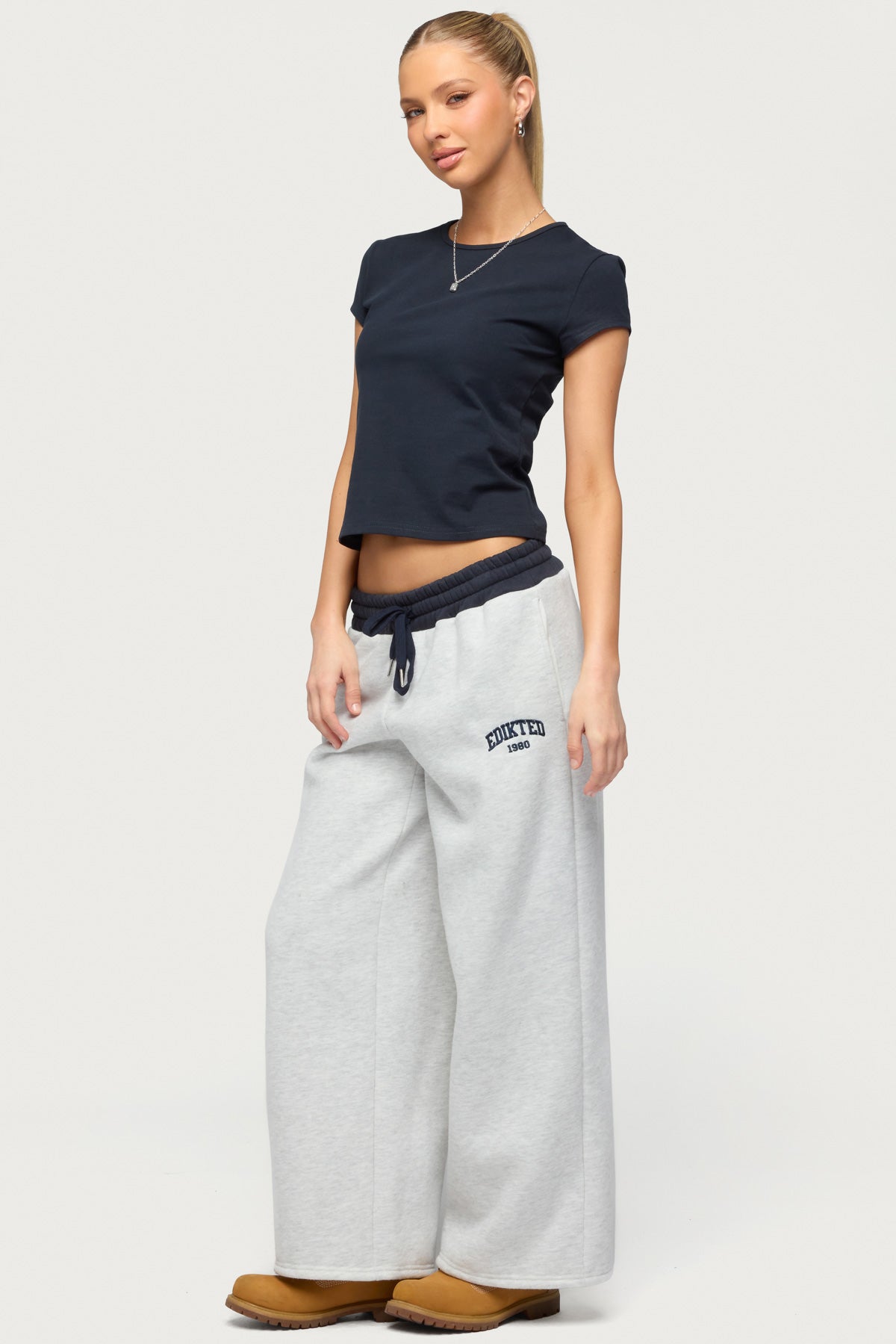Petite Edikted Contrast Embroidered Sweatpants - Image 5